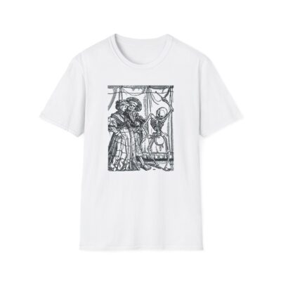 Medieval Death Illustration – Danse Macabre and Memento Mori (white t-shirt)